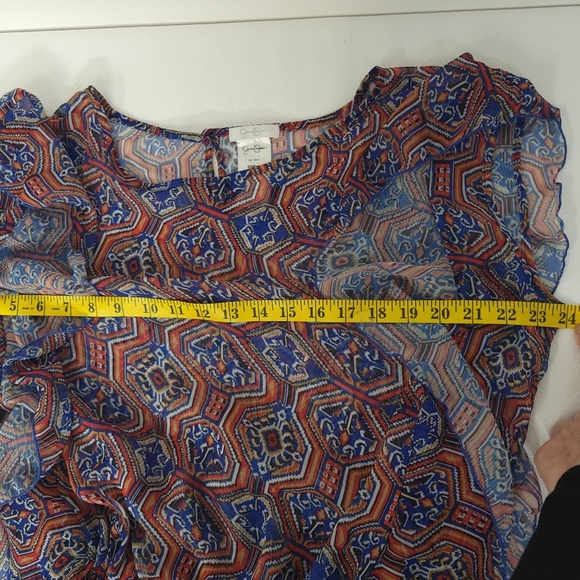 Jessica Simpson Sheer ChiffonSwimsuit Cover Up/ Flutter Tunic Top Cover Up zs L - Picture 9 of 11
